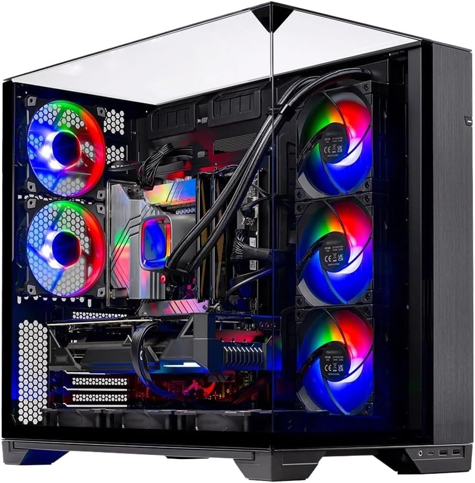 O11 Vision Gaming PC: Elite gaming rig with a top-tier Ryzen 7 7800X3D CPU and powerful NVIDIA RTX 5060 Ti 16GB GPU. Features 32GB DDR5 RAM, 1TB Gen4 NVMe SSD, stunning 360mm ARGB AIO cooling, 650W Gold PSU, and Win 11 with Wi-Fi.