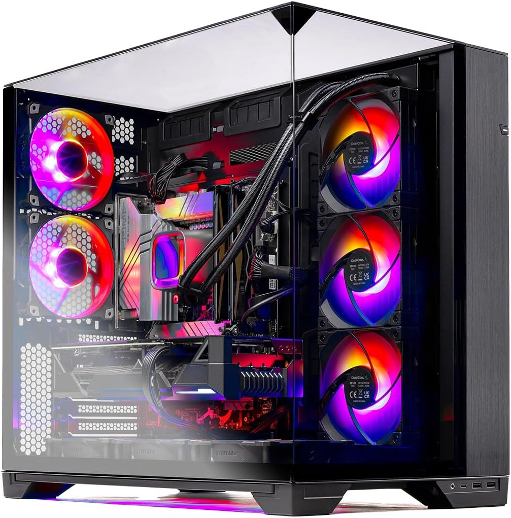 O11 Vision Gaming PC: Elite gaming rig with a top-tier Ryzen 7 7800X3D CPU and powerful NVIDIA RTX 5060 Ti 16GB GPU. Features 32GB DDR5 RAM, 1TB Gen4 NVMe SSD, stunning 360mm ARGB AIO cooling, 650W Gold PSU, and Win 11 with Wi-Fi.