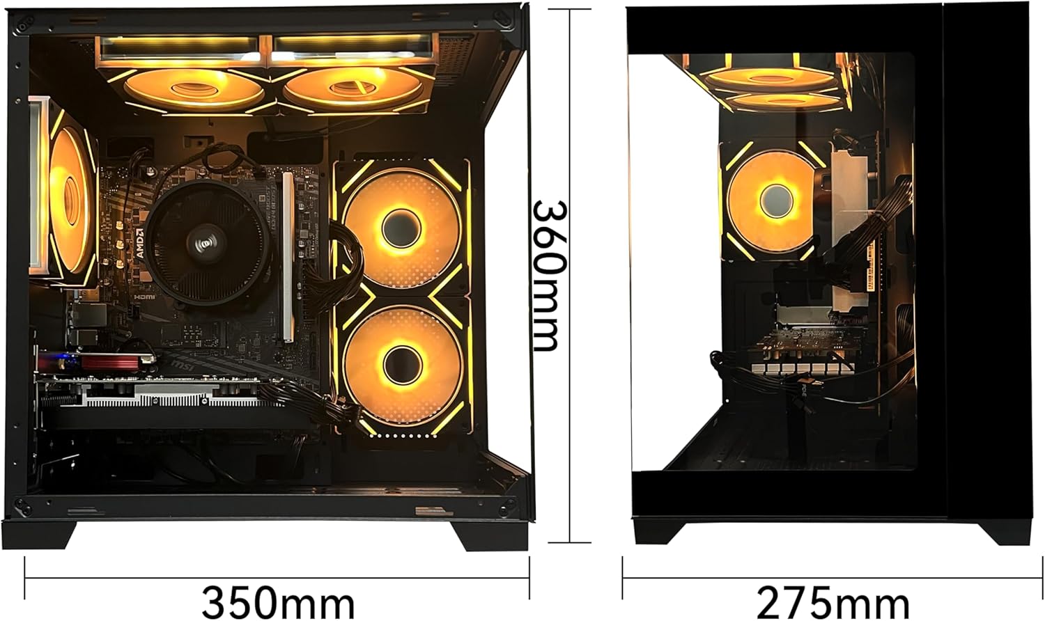 Gaming PC Desktop: Budget-friendly rig featuring AMD Ryzen 5 5500 CPU, RX6500XT 4GB GPU, 16GB DDR4 RAM, and 512GB NVMe SSD. Equipped with ARGB fans—ideal for casual gaming, entry-level game design, and office multitasking