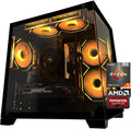 Gaming PC Desktop: Budget-friendly rig featuring AMD Ryzen 5 5500 CPU, RX6500XT 4GB GPU, 16GB DDR4 RAM, and 512GB NVMe SSD. Equipped with ARGB fans—ideal for casual gaming, entry-level game design, and office multitasking