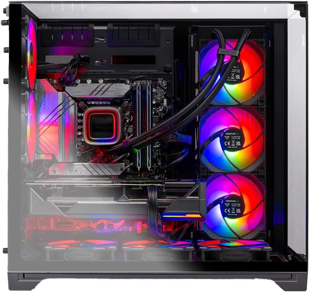 O11 Vision Gaming PC: Elite gaming rig with a top-tier Ryzen 7 7800X3D CPU and powerful NVIDIA RTX 5060 Ti 16GB GPU. Features 32GB DDR5 RAM, 1TB Gen4 NVMe SSD, stunning 360mm ARGB AIO cooling, 650W Gold PSU, and Win 11 with Wi-Fi.