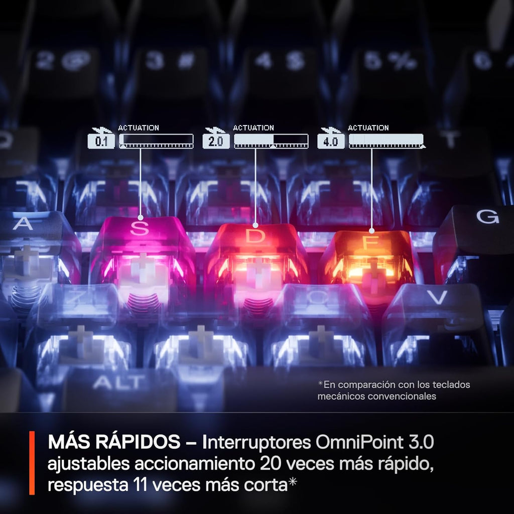 SteelSeries Apex Pro Gen 3 Mechanical Gaming Keyboard with OmniPoint 3.0 Adjustable HyperMagnetic Switches