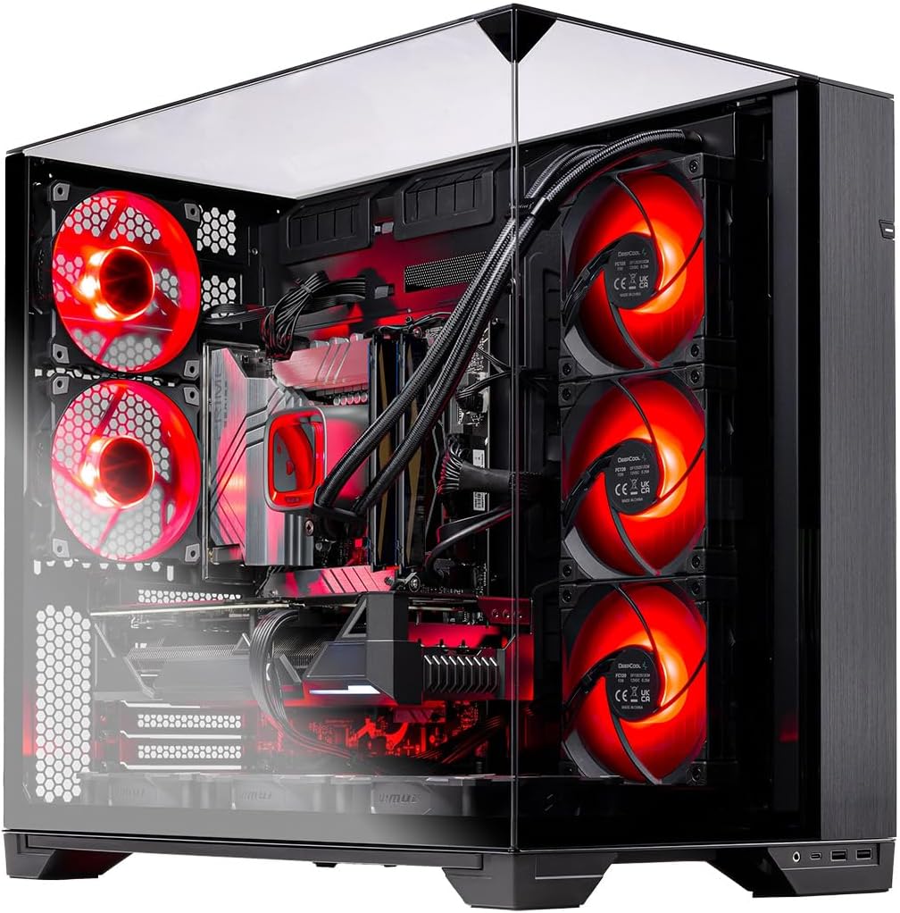 O11 Vision Gaming PC: Elite gaming rig with a top-tier Ryzen 7 7800X3D CPU and powerful NVIDIA RTX 5060 Ti 16GB GPU. Features 32GB DDR5 RAM, 1TB Gen4 NVMe SSD, stunning 360mm ARGB AIO cooling, 650W Gold PSU, and Win 11 with Wi-Fi.