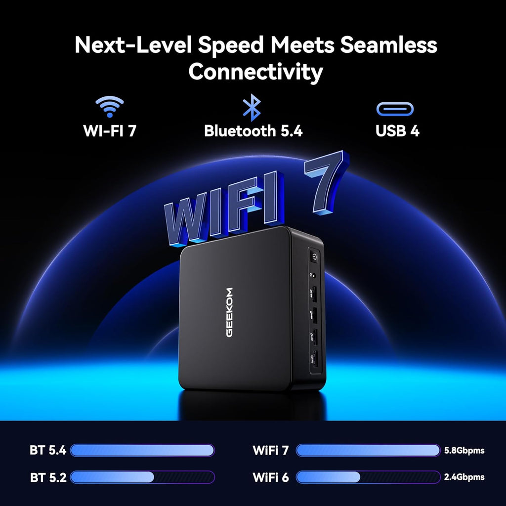 IT13 MAX AI Mini PC: Powerful compact PC with Intel Ultra 9 185H CPU, Arc Graphics, 16GB DDR5, and 1TB SSD. Built for coding, gaming, and 8K quad displays. Includes Windows 11 Pro, WiFi 7, and dual 2.5GbE LAN. (225 characters)