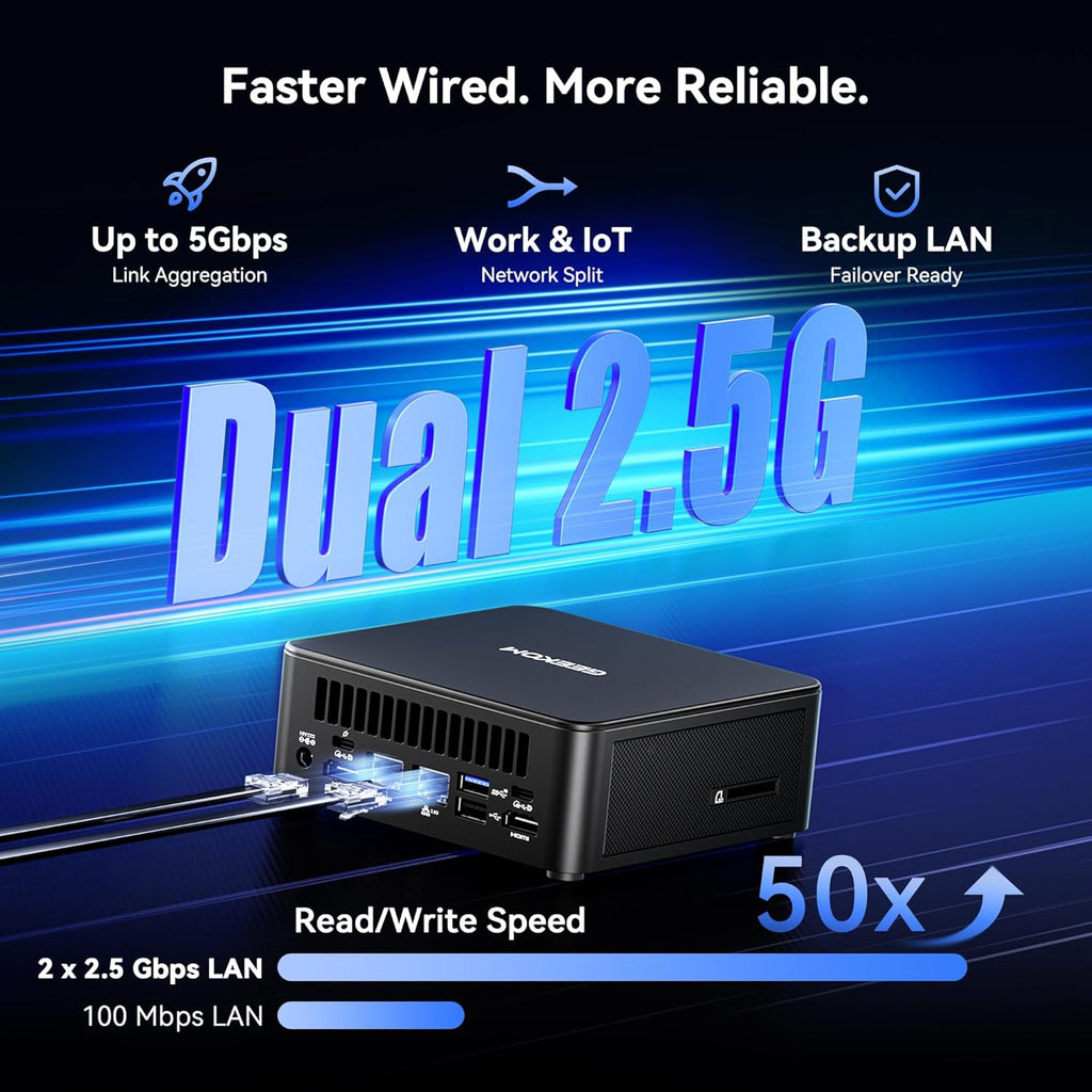 IT13 MAX AI Mini PC: Powerful compact PC with Intel Ultra 9 185H CPU, Arc Graphics, 16GB DDR5, and 1TB SSD. Built for coding, gaming, and 8K quad displays. Includes Windows 11 Pro, WiFi 7, and dual 2.5GbE LAN. (225 characters)