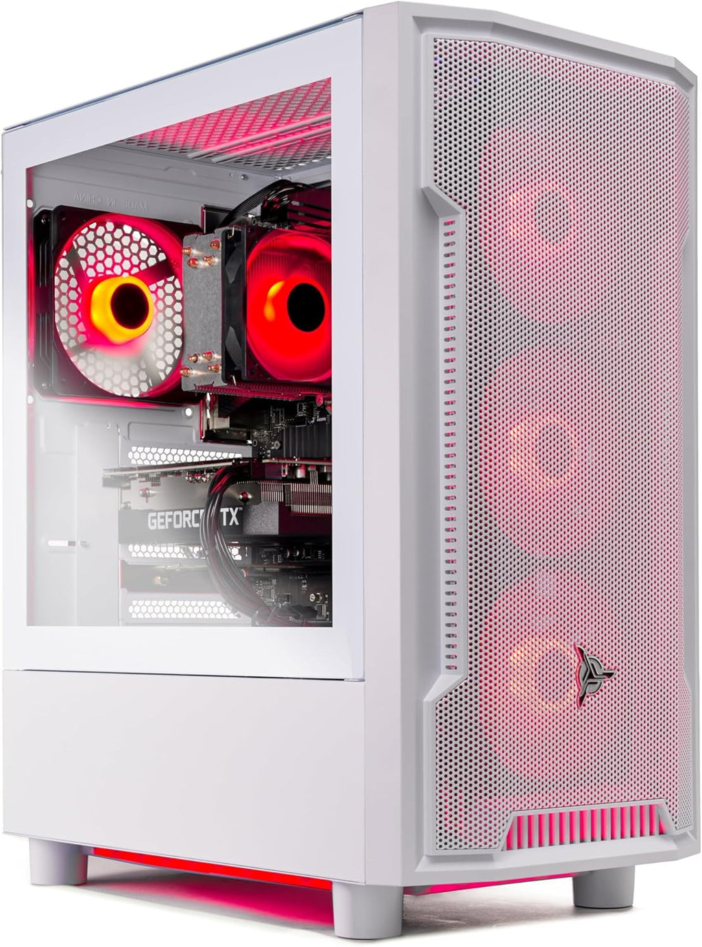 Archangel Gaming PC: Sleek desktop powerhouse packed with an Intel i5 14400F CPU, NVIDIA RTX 5060 GPU, 32GB DDR4 3200MHz RAM, and a 1TB NVMe SSD. Features a stable 650W Gold PSU, built-in Wi-Fi, and Windows 11 for elite gaming.