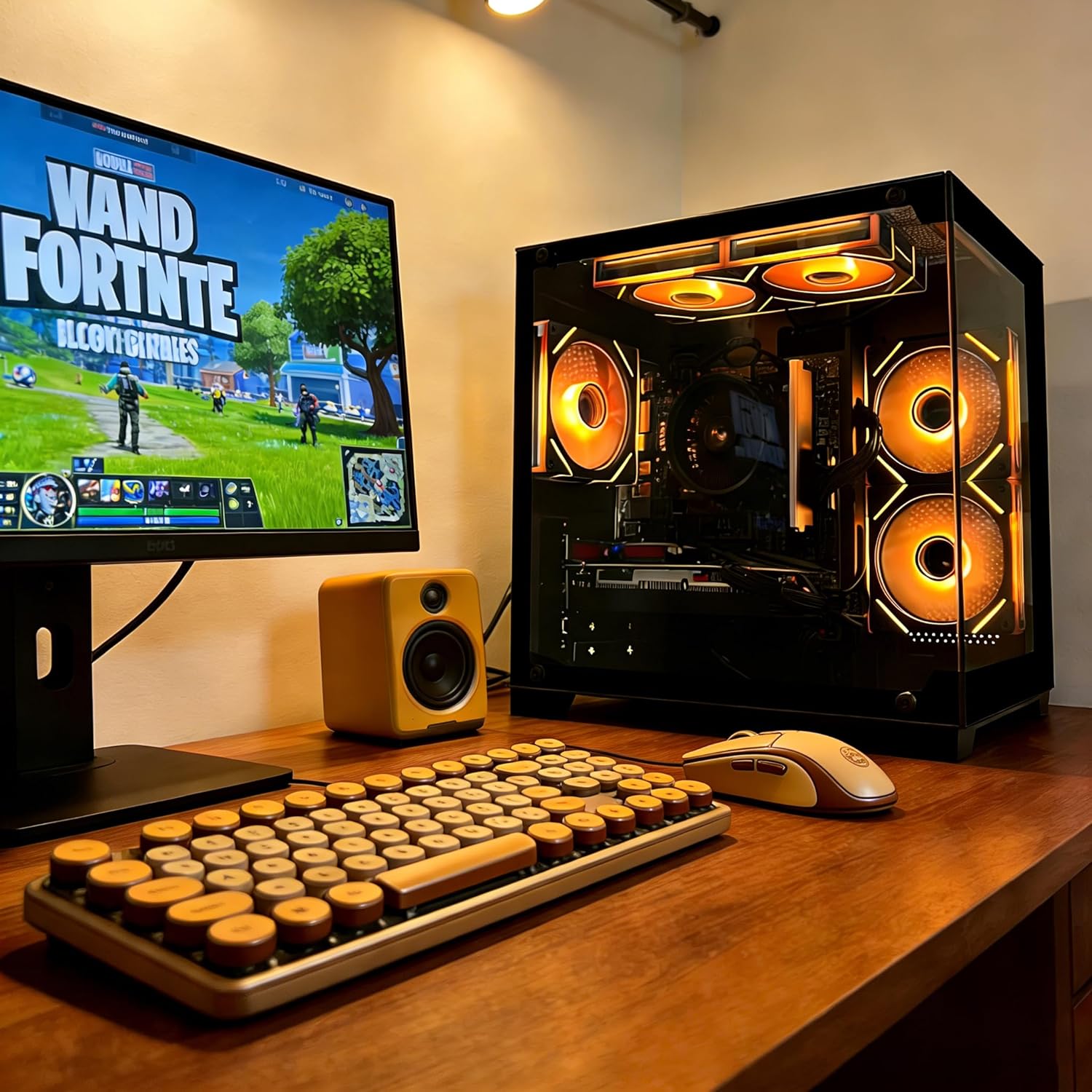 Gaming PC Desktop: Budget-friendly rig featuring AMD Ryzen 5 5500 CPU, RX6500XT 4GB GPU, 16GB DDR4 RAM, and 512GB NVMe SSD. Equipped with ARGB fans—ideal for casual gaming, entry-level game design, and office multitasking